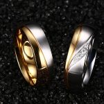  Damen-Ehering, Edelstahl, Gold, Größe 8