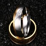  Damen-Ehering, Edelstahl, Gold, Größe 8