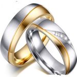  Damen-Ehering, Edelstahl, Gold, Größe 7