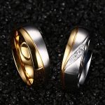  Damen-Ehering, Edelstahl, Gold, Größe 7