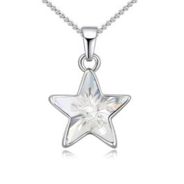   Halskette mit Sternanhänger, verziert mit Swarovski-Kristallen, weiß