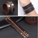 Breites Armband, Leder, braun, mit Metallschließe