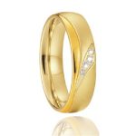 Damen-Ehering mit Wellenmuster, Edelstahl, goldfarben, Größe 8