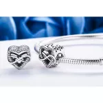 Ezüst charm, szív a végtelen jelével