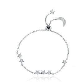 Silbernes Tennisarmband, verziert mit Mond und Sternen