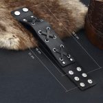 Breites Armband, Leder, schwarz, mit geschnürtem Lederband