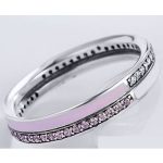 Strass-Silberring, rosa, Größe 6