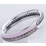 Strass-Silberring, rosa, Größe 7