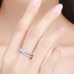 Strass-Silberring, rosa, Größe 7