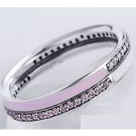 Strass-Silberring, rosa, Größe 8