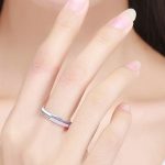 Strass-Silberring, rosa, Größe 8