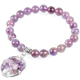  Amethyst-Armband mit Lebensbaum-Anhänger