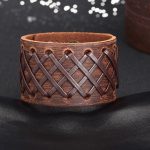 Breites Armband, Leder, braun, geflochten