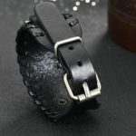 Punk-Armband, Leder, schwarz, mit Metallschnalle