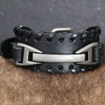 Punk-Armband, Leder, schwarz, mit Metallschnalle