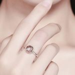 Silberring mit Lebensbaummotiv, rot, Größe 6