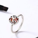 Silberring mit Lebensbaummotiv, rot, Größe 7