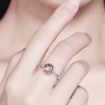 Silberring mit Lebensbaummotiv, rot, Größe 7