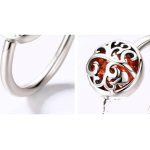 Silberring mit Lebensbaummotiv, rot, Größe 8