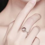 Silberring mit Lebensbaummotiv, rot, Größe 8