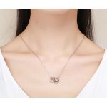 Silberne Halskette mit Doppelringanhänger