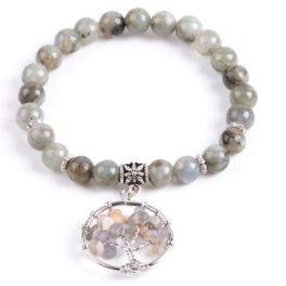 Labradorit-Armband mit Lebensbaum-Anhänger