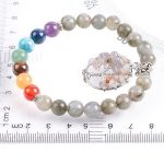  Labradorit-Armband mit Lebensbaum-Anhänger und der Farbe der 7 Chakren
