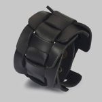 Punk-Armband, Leder, schwarz, mit Metallschnalle