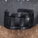 Punk-Armband, Leder, schwarz, mit Metallschnalle
