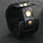 Punk-Armband, Leder, schwarz, mit Metallschnalle