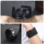 Punk-Armband, Leder, schwarz, mit Metallschnalle