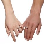  Damen-Ehering mit Silberring, Edelstahl, goldfarben, Größe 8