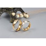  Herren-Ehering mit Silberring, Edelstahl, goldfarben, Größe 9