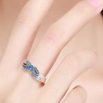 Blauer geflochtener Silberring, Größe 6