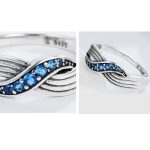 Blauer geflochtener Silberring, Größe 7