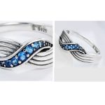 Blauer geflochtener Silberring, Größe 7