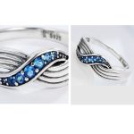 Blauer geflochtener Silberring, Größe 8