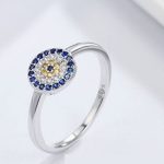 Silberring mit blauem Augenmotiv, Größe 6