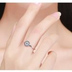 Silberring mit blauem Augenmotiv, Größe 6