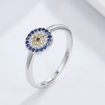 Silberring mit blauem Augenmotiv, Größe 7