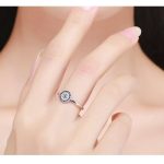 Silberring mit blauem Augenmotiv, Größe 7