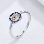 Silberring mit blauem Augenmotiv, Größe 8