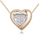 Halskette mit Kristall-Herzanhänger, Champagner/Silber