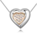 Halskette mit Kristall-Herzanhänger, Silber/Champagner