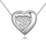 Halskette mit Kristall-Herzanhänger, Rhodium