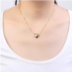 Halskette mit Kristall-Herzanhänger, Rhodium