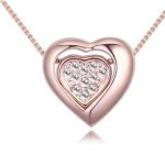 Halskette mit Kristall-Herzanhänger, Roségold