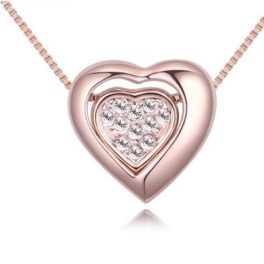 Halskette mit Kristall-Herzanhänger, Roségold