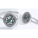 Silberring mit Lebensbaummotiv, grün, Größe 6