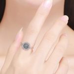 Silberring mit Lebensbaummotiv, grün, Größe 6